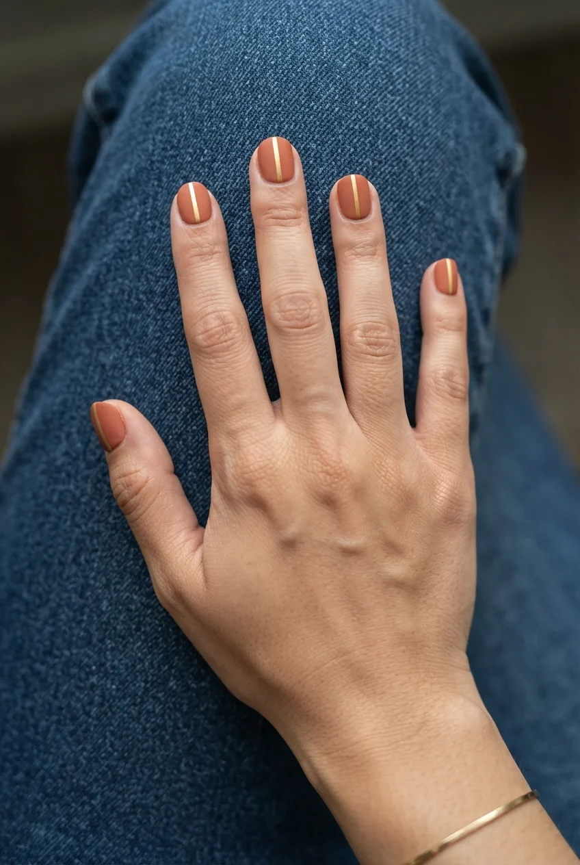 terracotta round matte back to school nail art