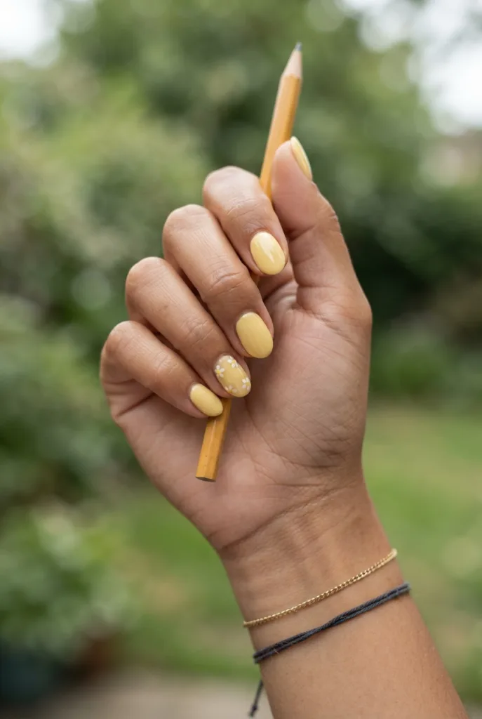 butter yellow oval back to school nail ideas