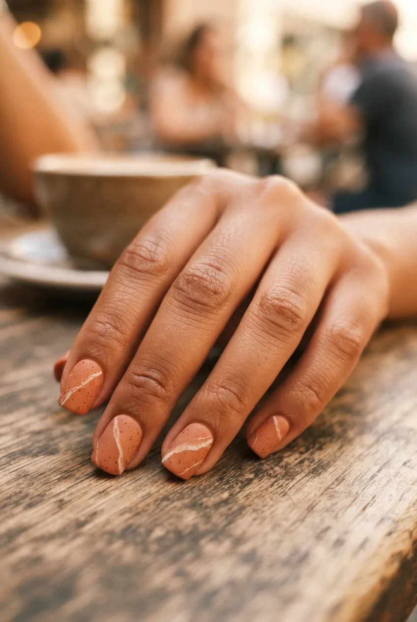 terracotta square matte marble nails