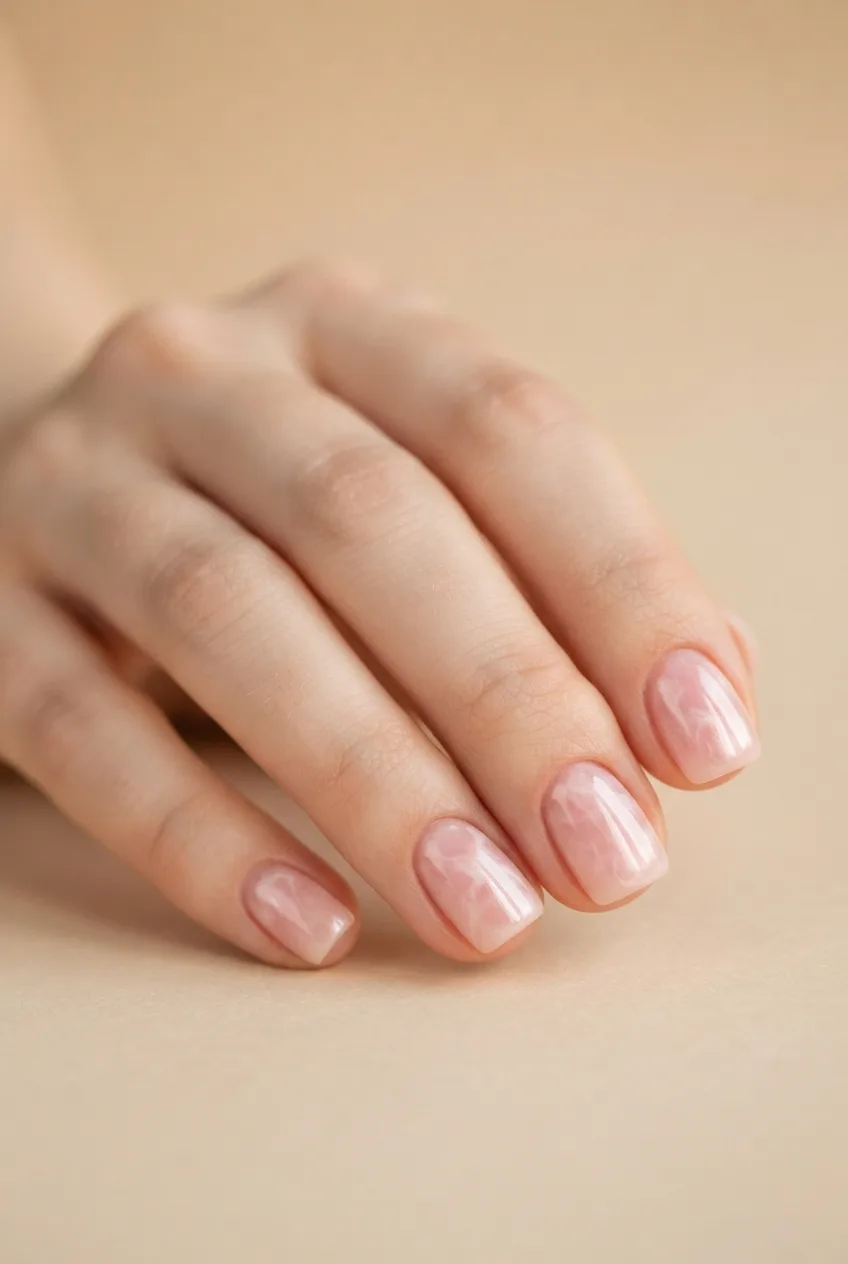 blush squoval sheer marble nails