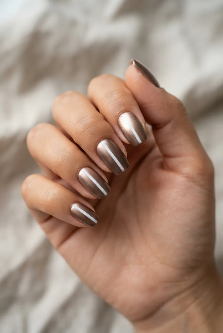 bronze coffin satin milky white nails