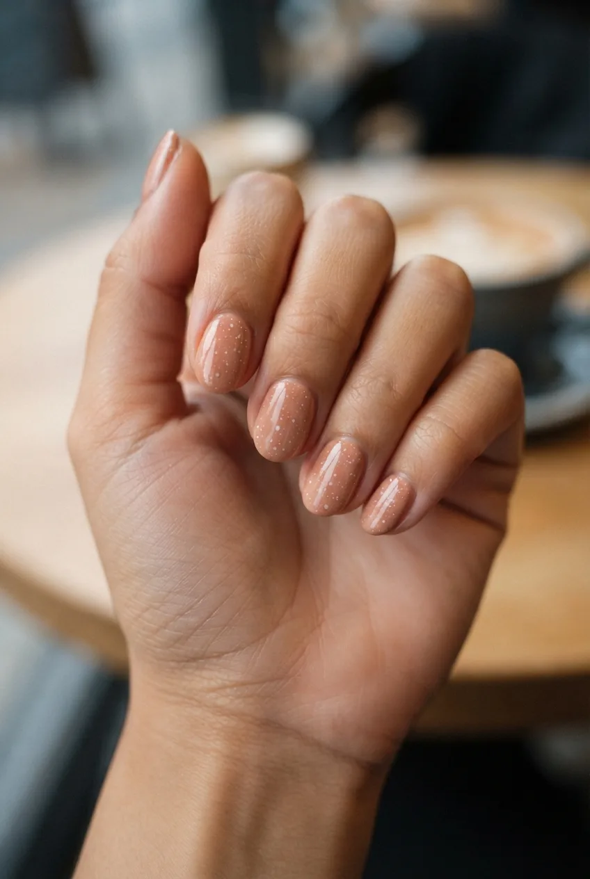 pale terracotta oval milky white nail ideas