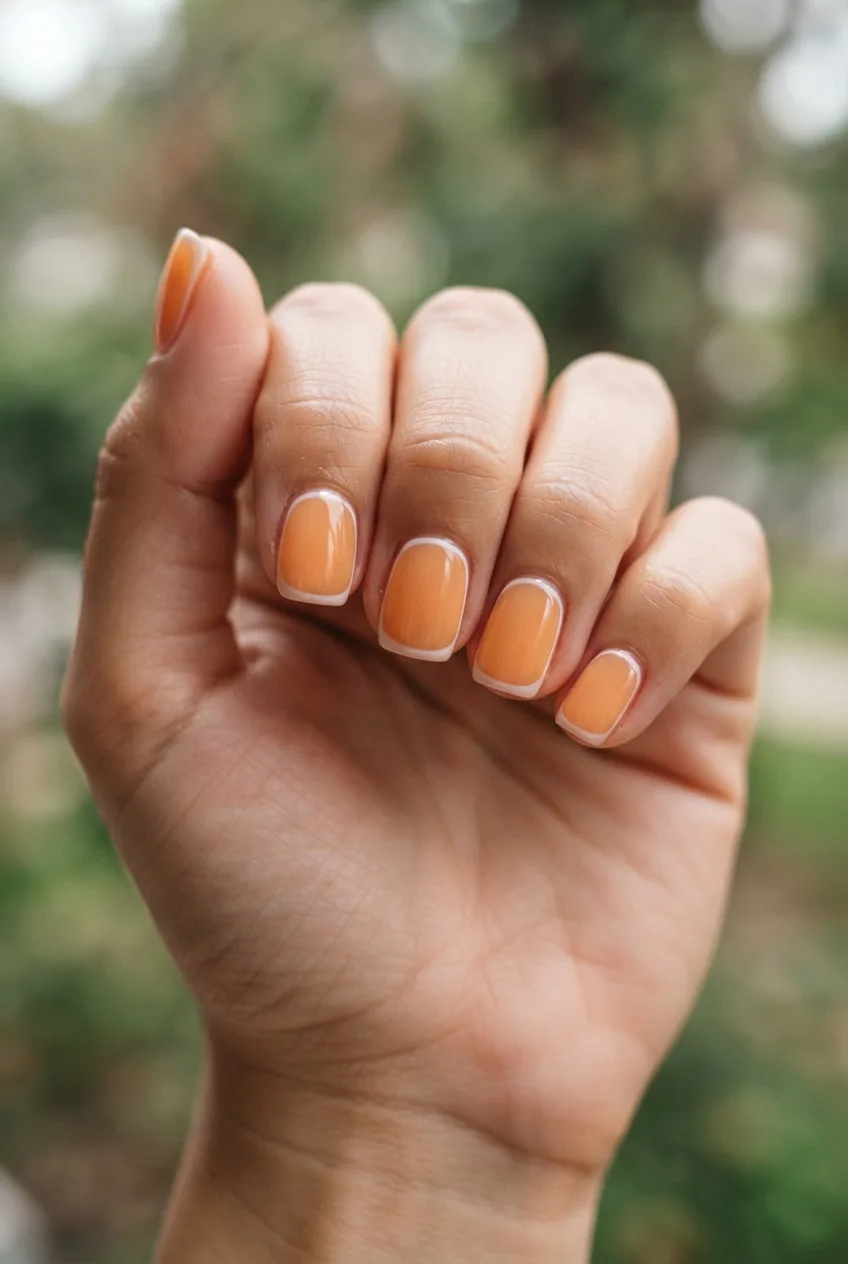 apricot square jelly milky white nail art