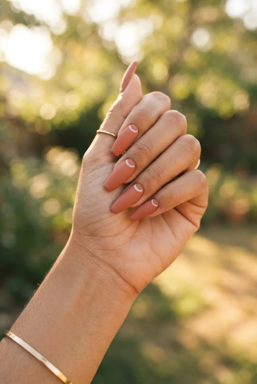 terracotta coffin matte milky white nail art