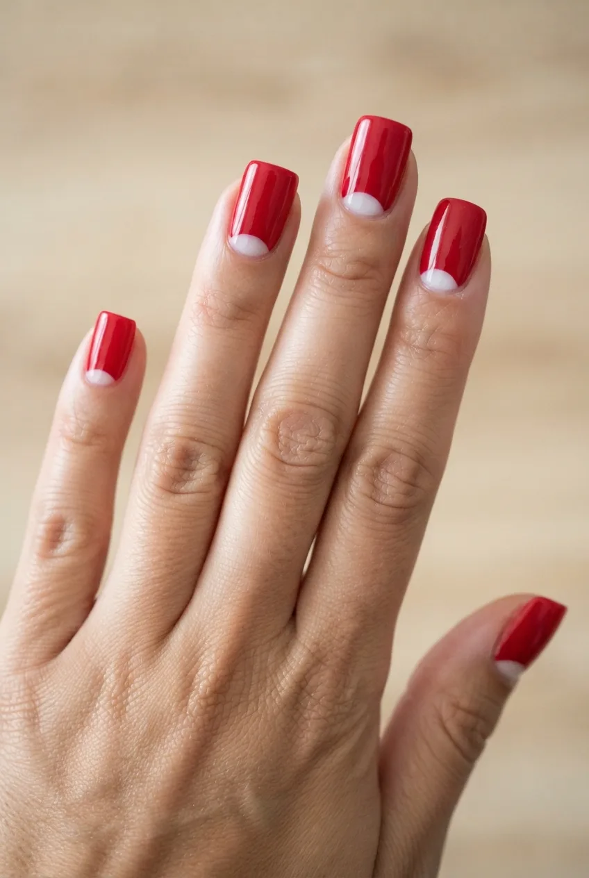 cherry red square milky white nail designs