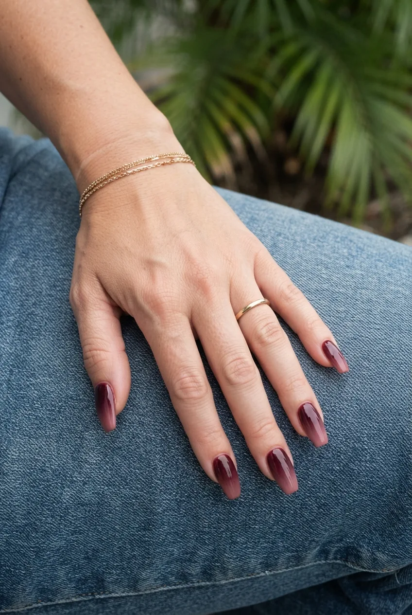 burgundy dusty rose ombre nail ideas