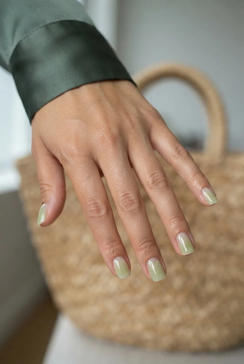 pistachio green squoval ombre nail ideas