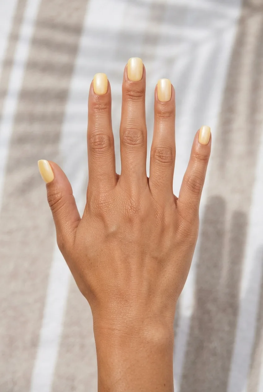 buttery yellow cream ombre nails