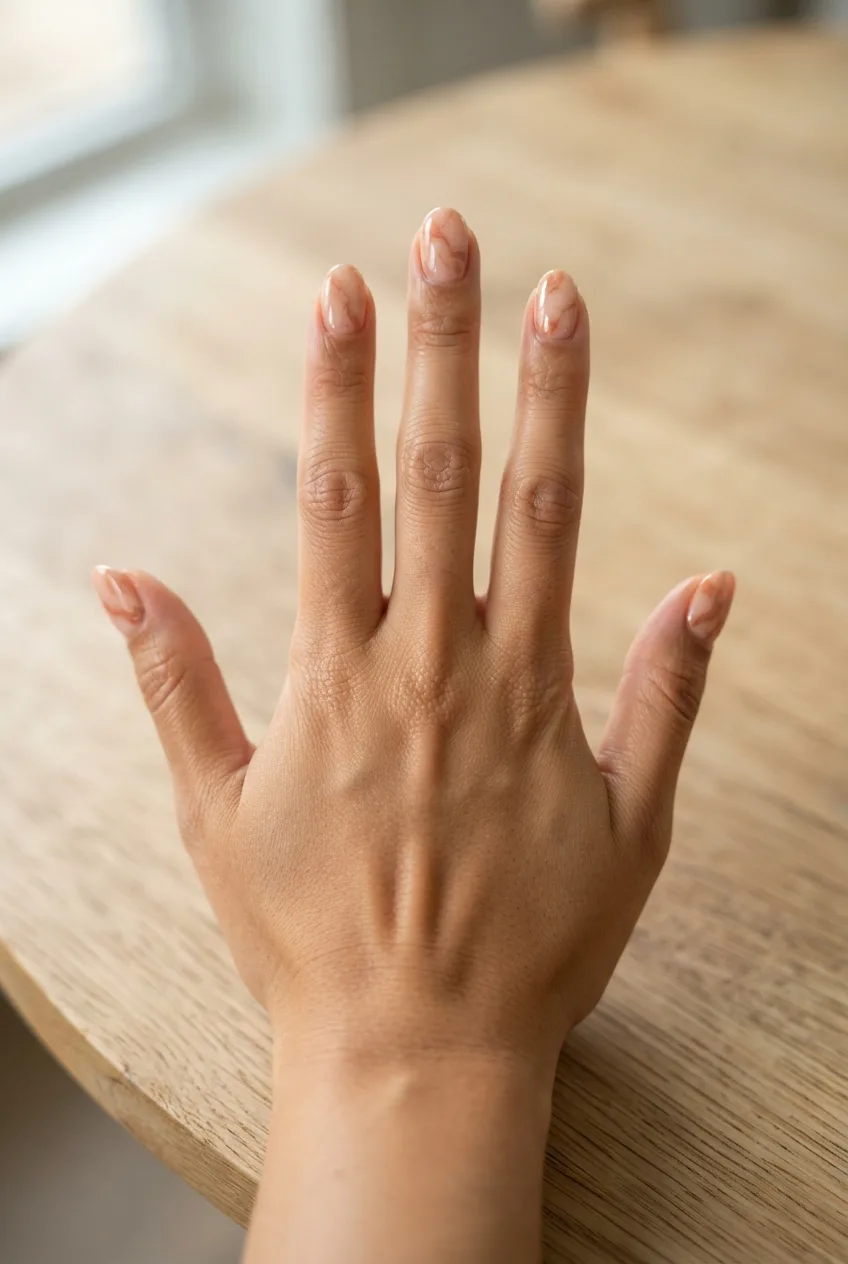 peach terracotta marble round nails