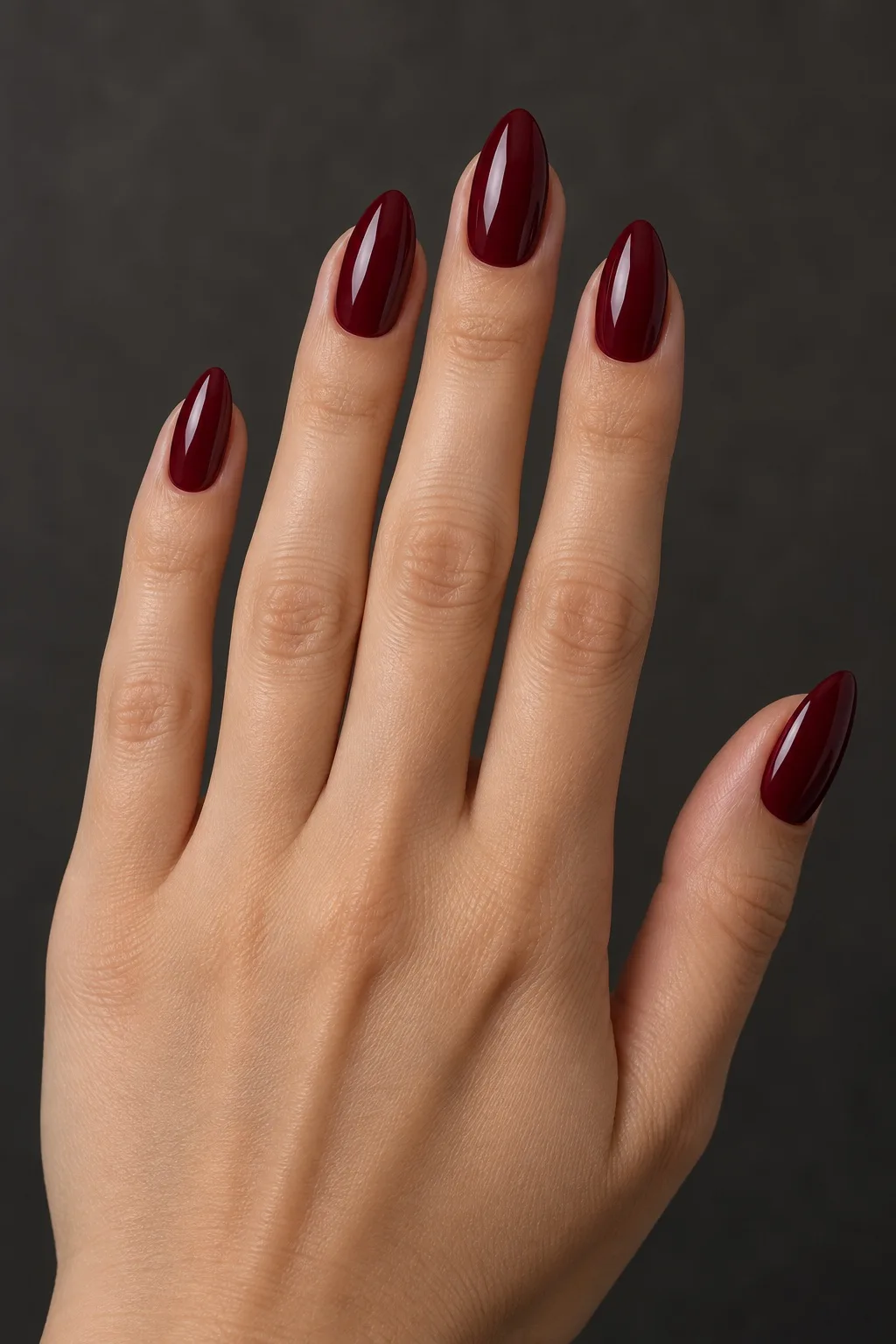 Glossy Burgundy Almond Nails — october nails ideas 2026