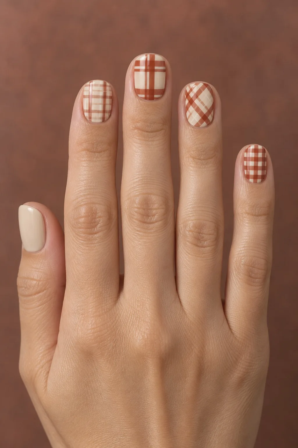 Mix-and-Match Plaid Family — plaid nails for fall