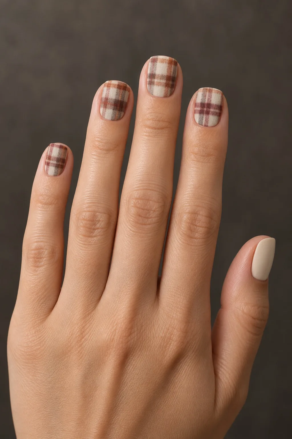 Blurred Flannel Plaid — plaid nails for fall